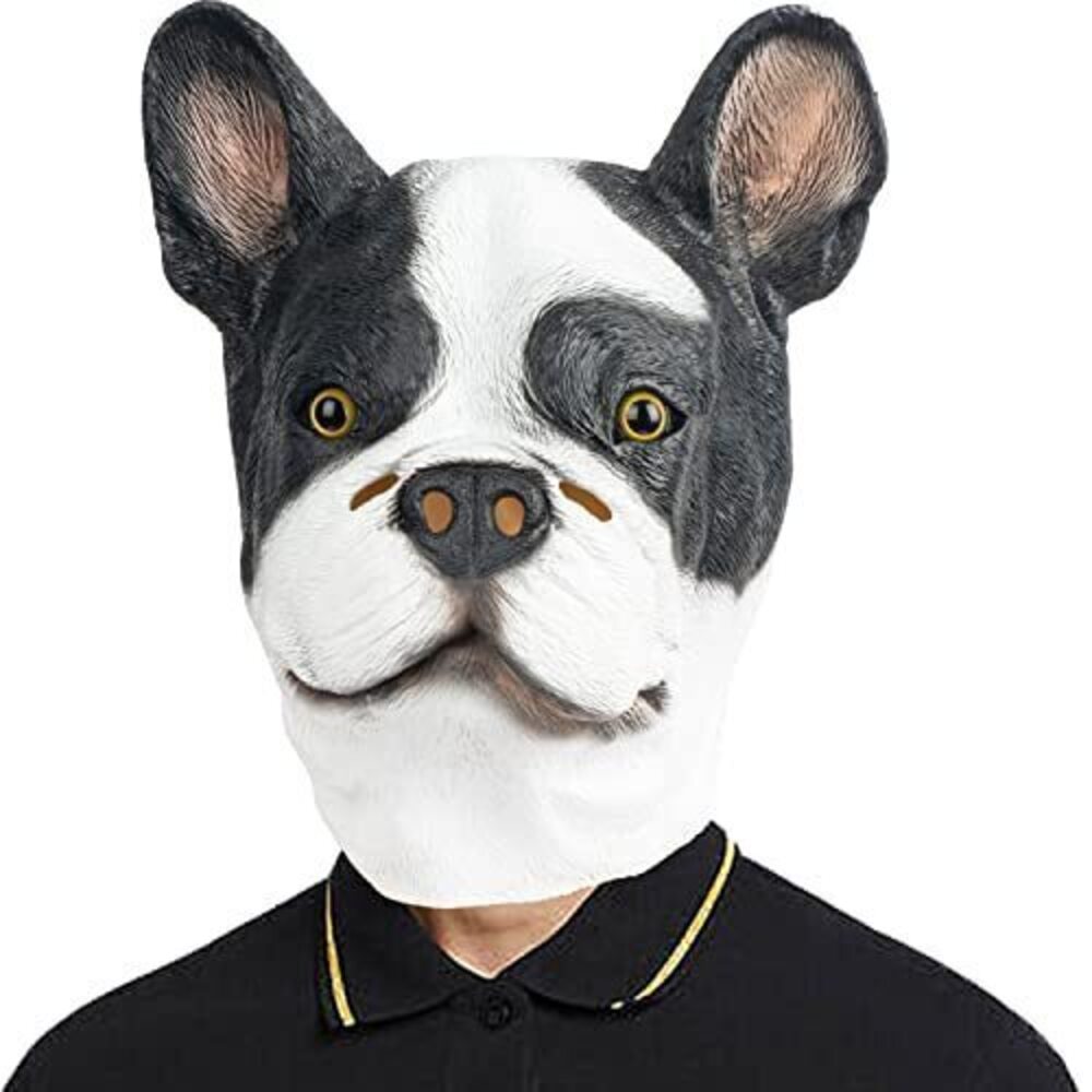 6676 Boston Terrier Dog Mask Animal Latex Full Head Mask Fancy Dress
